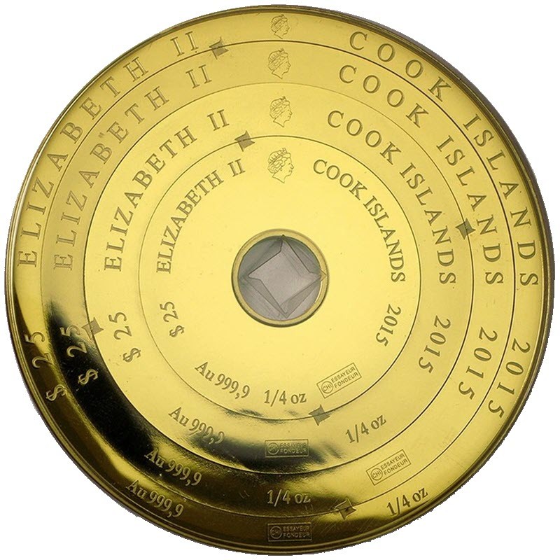 Золотая монета Островов Кука «Армиллярная сфера» 2015 г.в., 31.1 г чистого золота (проба 0.9999)