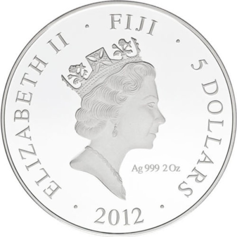 Серебряная монета Фиджи «Архангел Михаил» 2012 г.в., 62.2 г чистого серебра (проба 0.999)