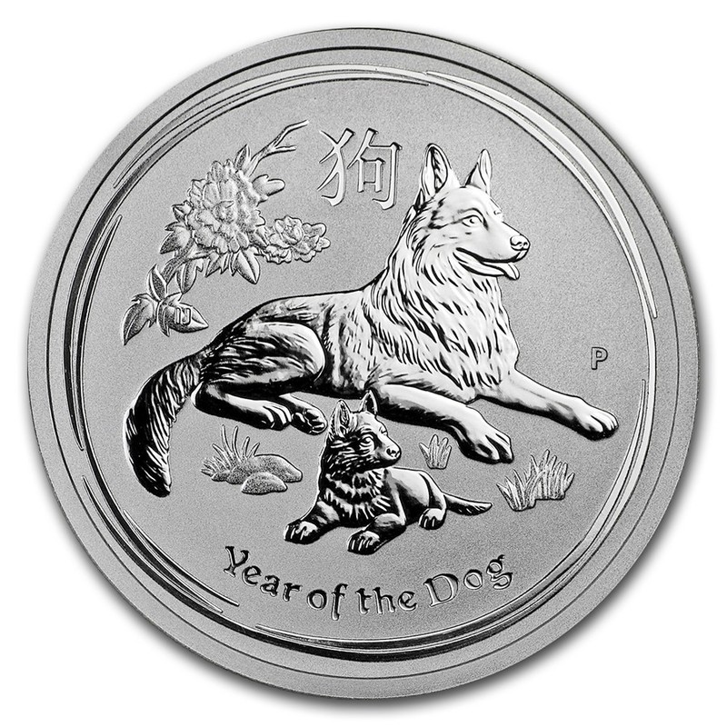Серебряная монета Австралии «Год Собаки» 2018 г.в., 15.5 г чистого серебра (проба 0.9999)