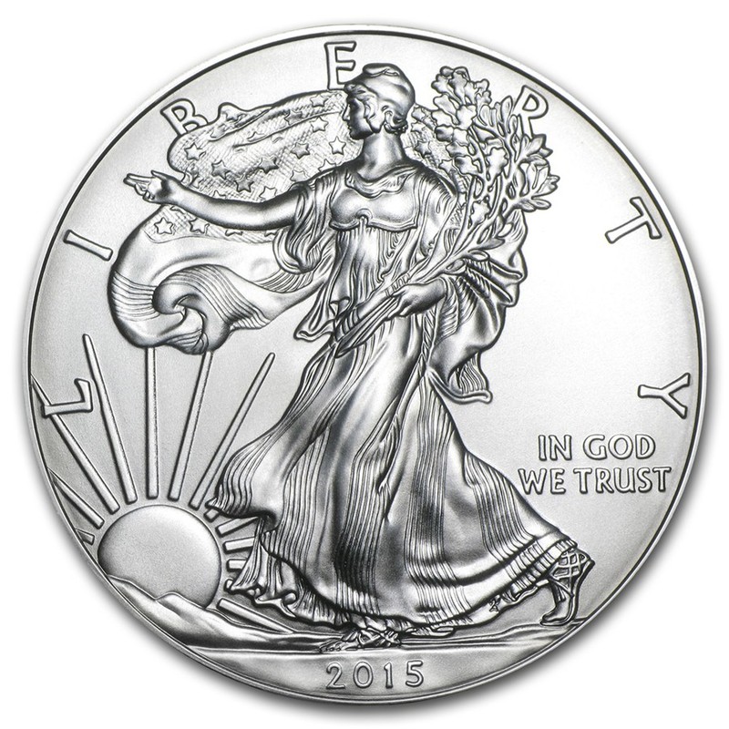Серебряная инвестиционная монета Американский Орел 1 унция (31,1 г) чистого серебра (проба 0,999)