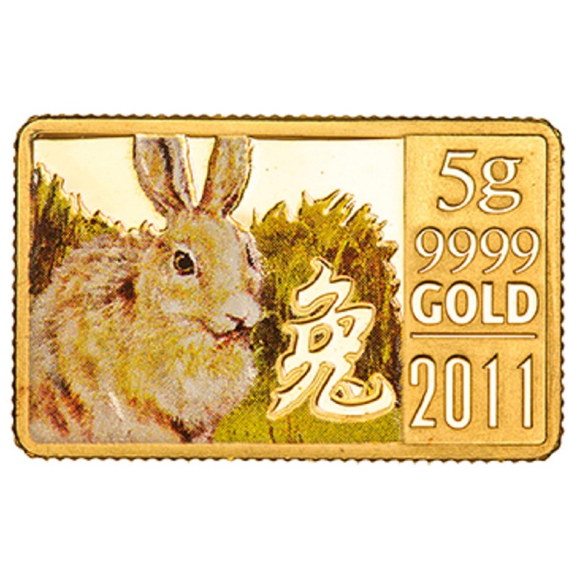 Золотая монета Островов Кука "Год кролика" 2011 г.в., 5 гр чистого золота (проба 0,9999)