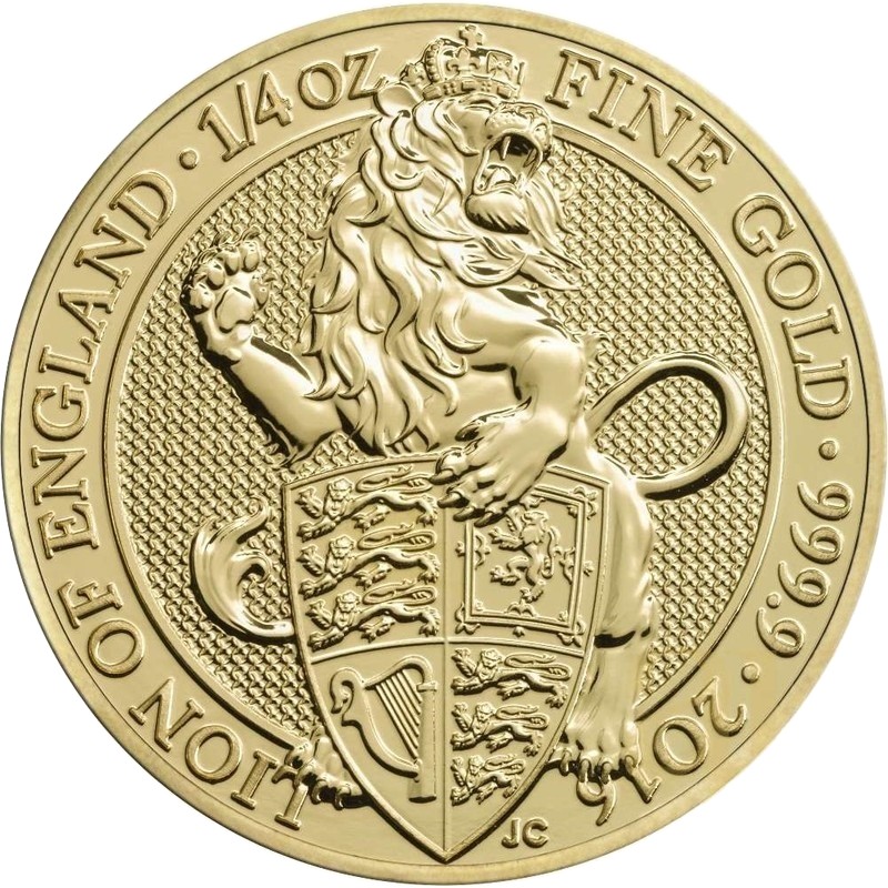 Золотая инвестиционная монета Великобритании - Лев Англии, 2016 г.в., 7.78 г чистого золота (проба 0,9999)