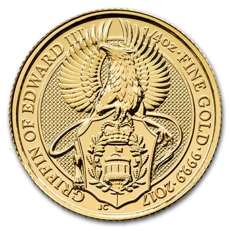 Золотая инвестиционная монета Великобритании - Грифон, 2017 г.в., 1/4 унции, 7.78 г чистого золота (проба 0,9999)