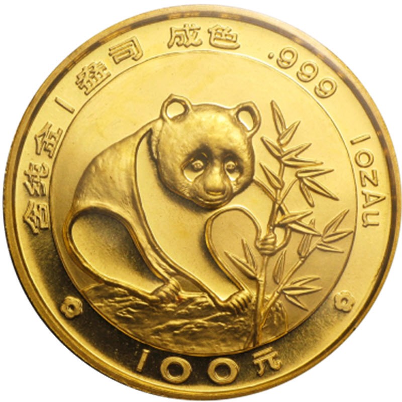Золотая монета Китая «Панда» 1988 г.в., 31.1 г чистого золота (проба 0.999)