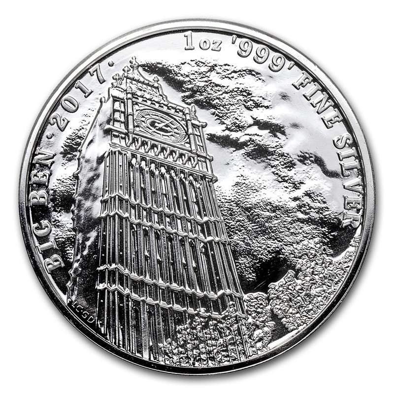 Серебряная монета Великобритании «Биг-Бен» 2017 г.в., 31.1 г чистого серебра (проба 0.999)