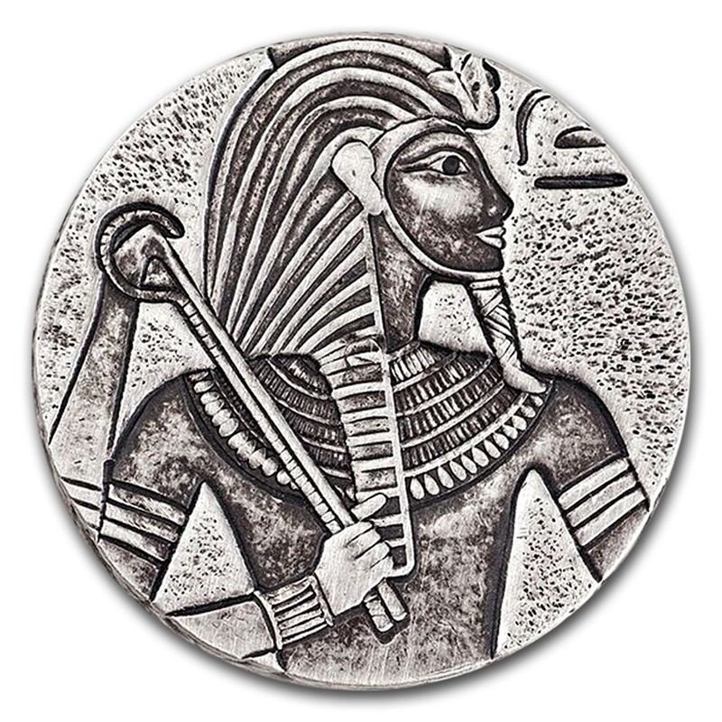 Серебряная монета Чада «Египетские реликвии. Тутанхамон» 2016 г.в., 155.5 г чистого серебра (проба 0.999)