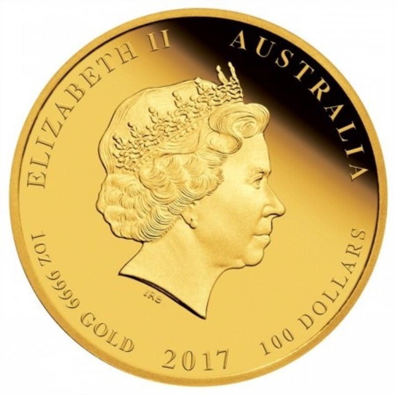 Золотая монета Австралии "Лунный календарь 2 - Год Петуха", 2017 г.в, 31.1 гр чистого золота (проба 0.9999)