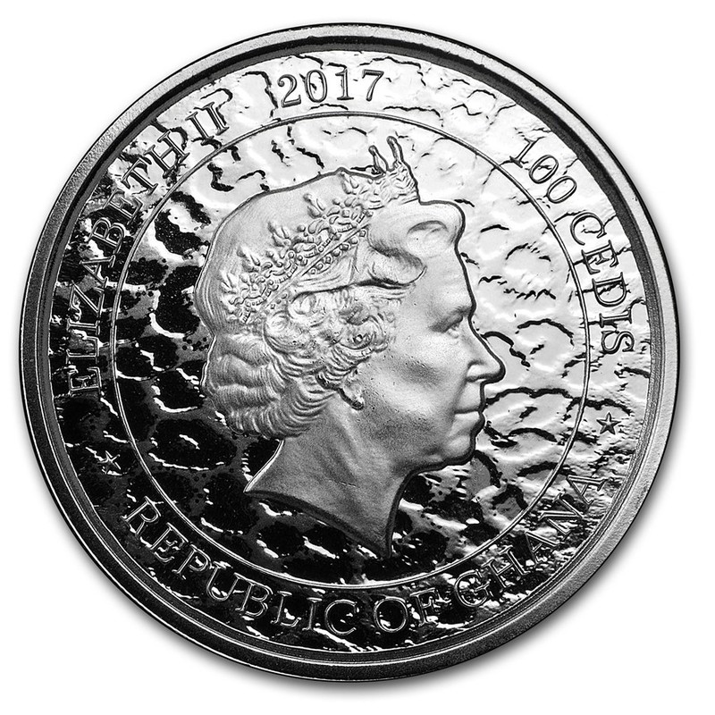 Серебряная монета Ганы «Африканский Леопард» 2017 г.в., 31.1 г чистого серебра (проба 0.999)