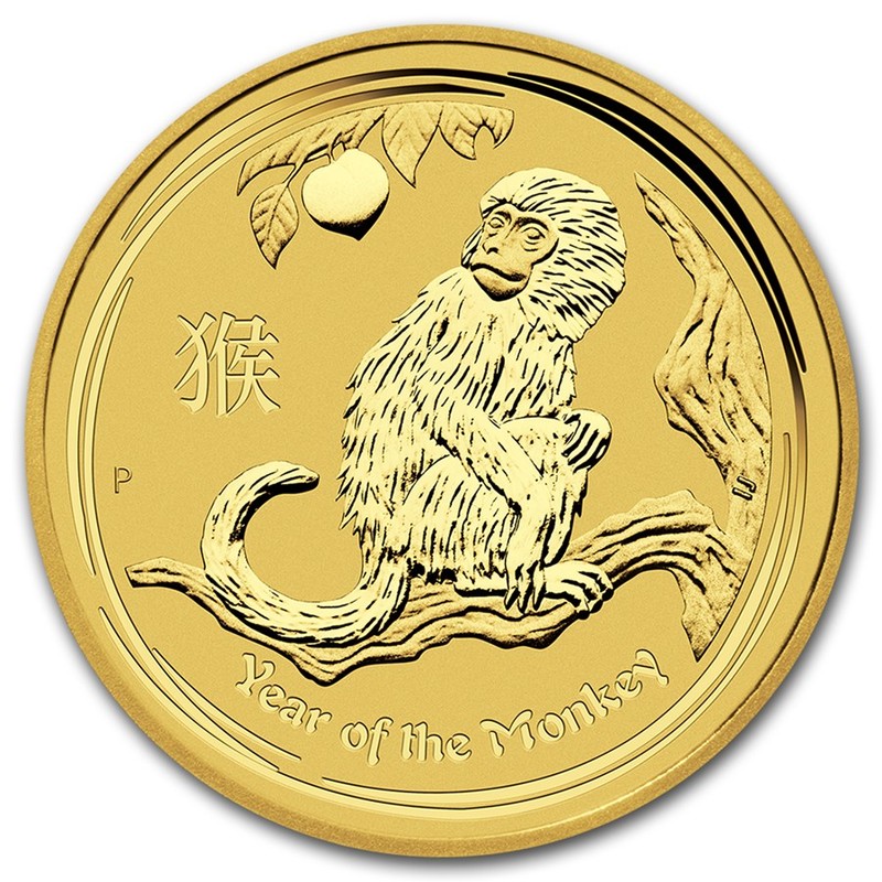 Золотая монета Австралии "Лунный календарь II - Год Обезьяны" 2016 г.в., 62.2 г чистого золота (Проба 0,9999)