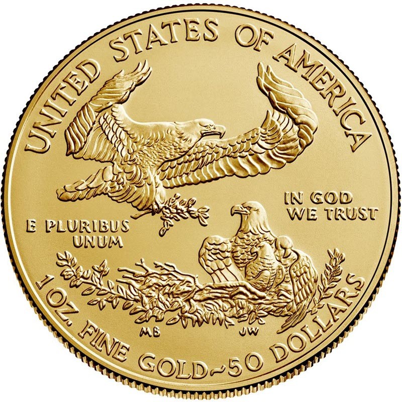 Золотая инвестиционная монета США Американский Орел, 31,1 гр чистого золота (проба 0,9167)