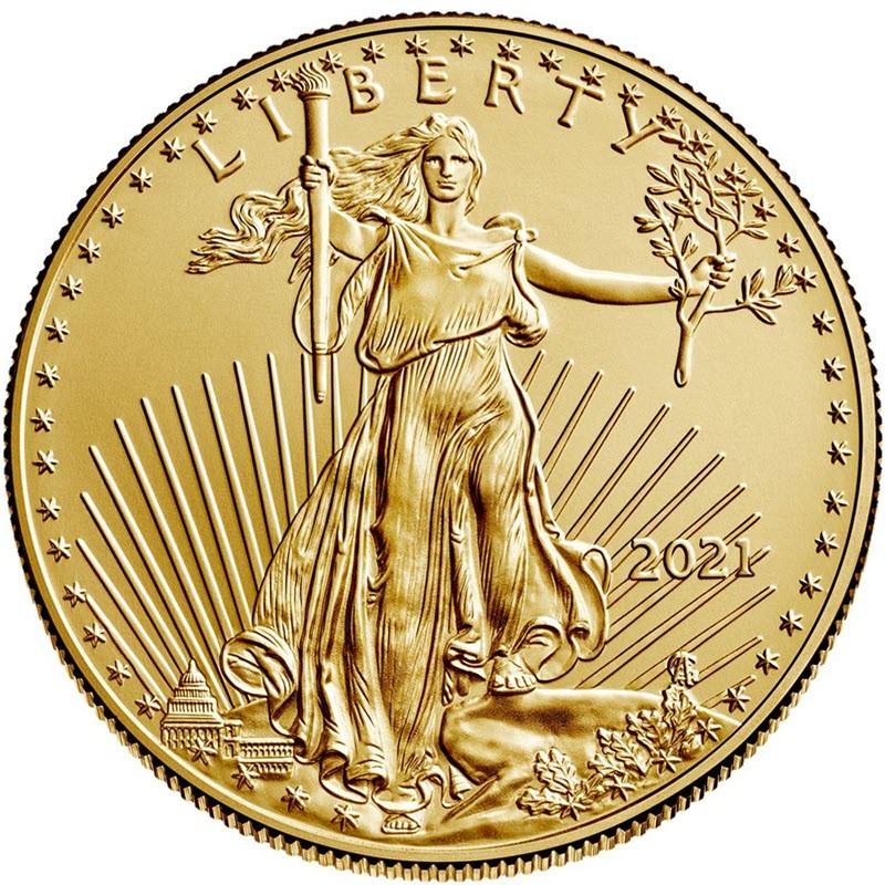 Золотая инвестиционная монета США Американский Орел, 31,1 гр чистого золота (проба 0,9167)