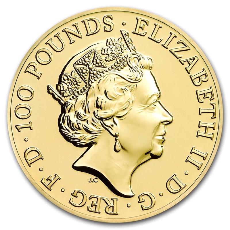 Золотая инвестиционная монета Великобритании 2016 г.в. Лунный календарь - год обезьяны 31,1 г чистого золота (проба 9999)