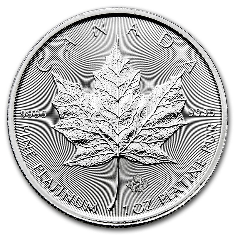 Платиновая монета Канады - Кленовый лист, 1 унция чистой платины (проба 999.5)