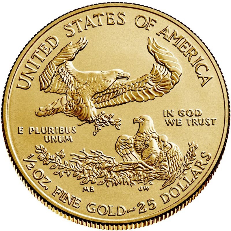 Золотая инвестиционная монета США Американский Орел, 15,55 г чистого золота (проба 0,9167)