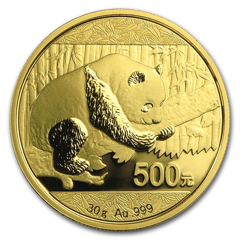 Золотая инвестиционная монета Китая - Панда 2016 г.в., 30 г чистого золота (проба 999)