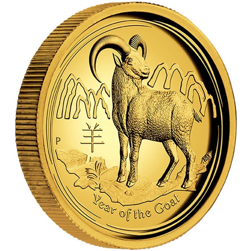 Золотая монета Австралии "Лунар II - Год Козы" 2015 г.в., 1 тройская унция (31,1 г) чистого золота (проба 0,9999)