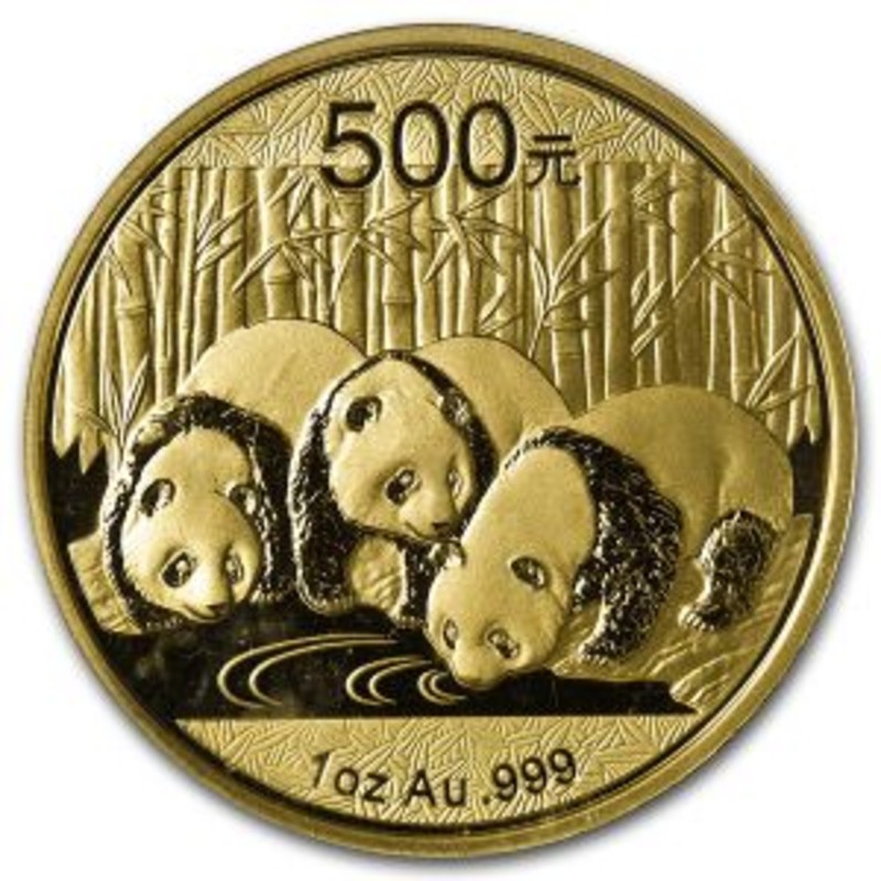 Золотая инвестиционная монета Китая - Панда 2013 г.в., 31,1 гр чистого золота (проба 0,999)