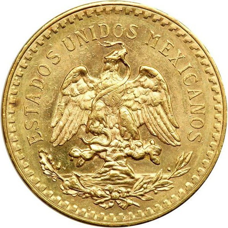 Золотая инвестиционная монета Мексиканские 50 Песо, 37,5 гр чистого золота (проба 0,900)