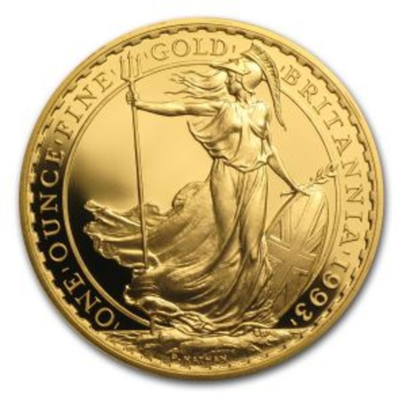 Золотая инвестиционная монета Британия до 2012 г.в., 1 тройская унция, 31,1 г чистого золота (проба 0,9167)
