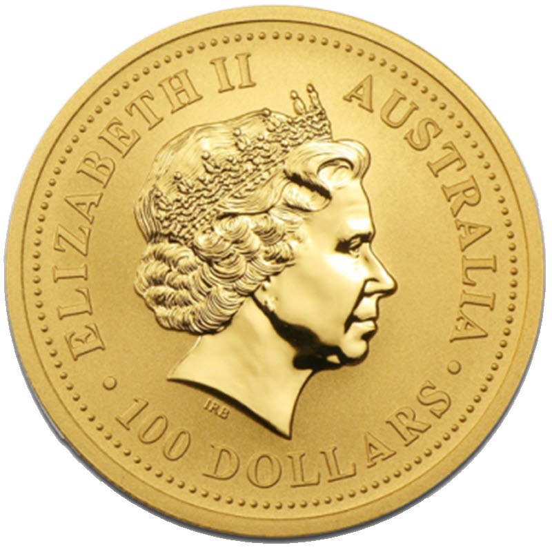 Золотая монета Австралии "Лунар I - Год Петуха" 2005 г.в., 31.1 г чистого золота (Проба 0,9999)