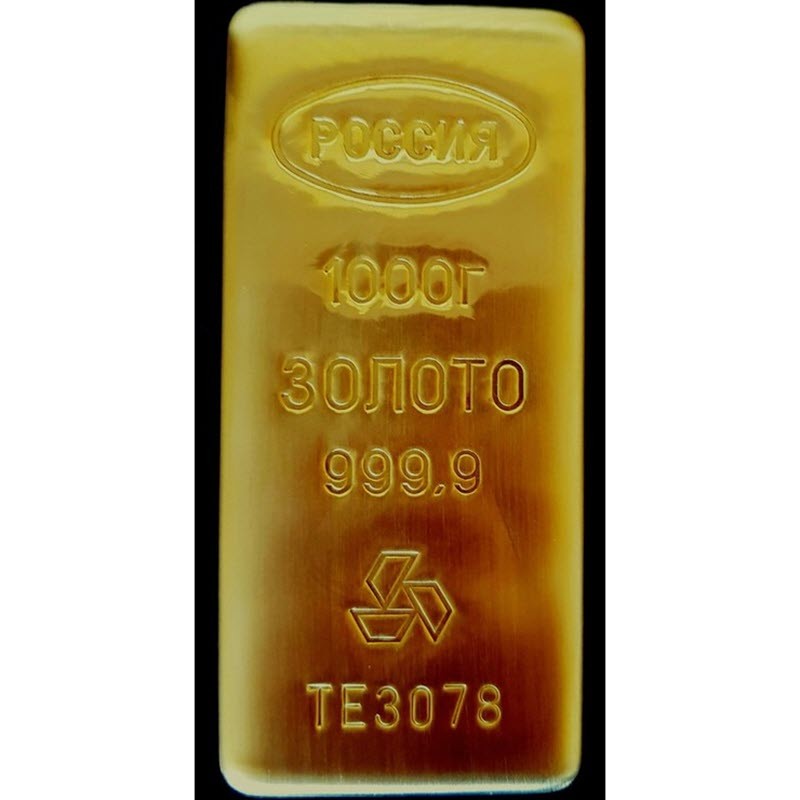 Золотой слиток России 1000 грамм чистого золота проба 0,9999