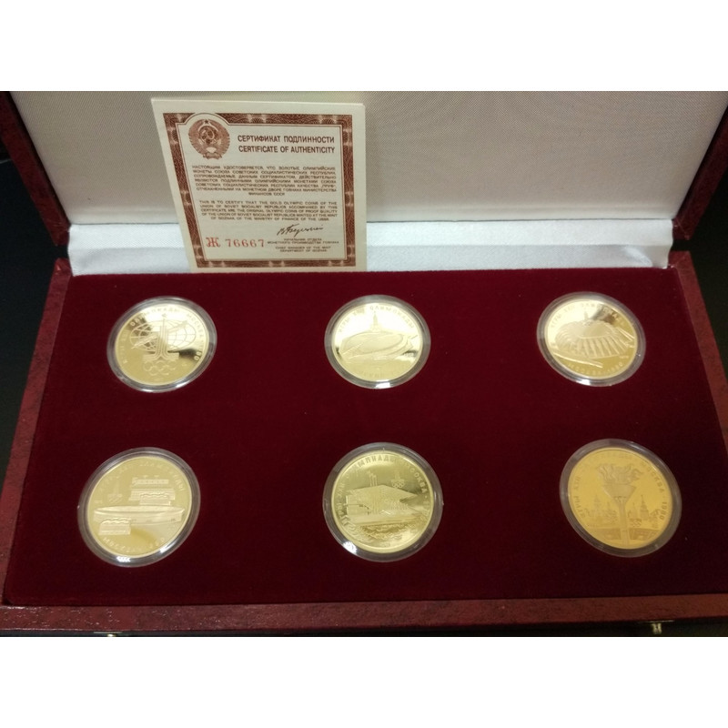 Набор золотых монет «Олимпиада-80», (пруф)  6 х 15,55 г чистого золота (проба 0,900)