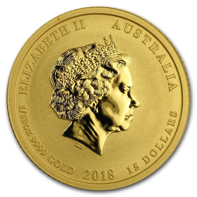 Золотая монета Австралии «Год Собаки» 2018 г.в., 3.11 г чистого золота (проба 0.9999)