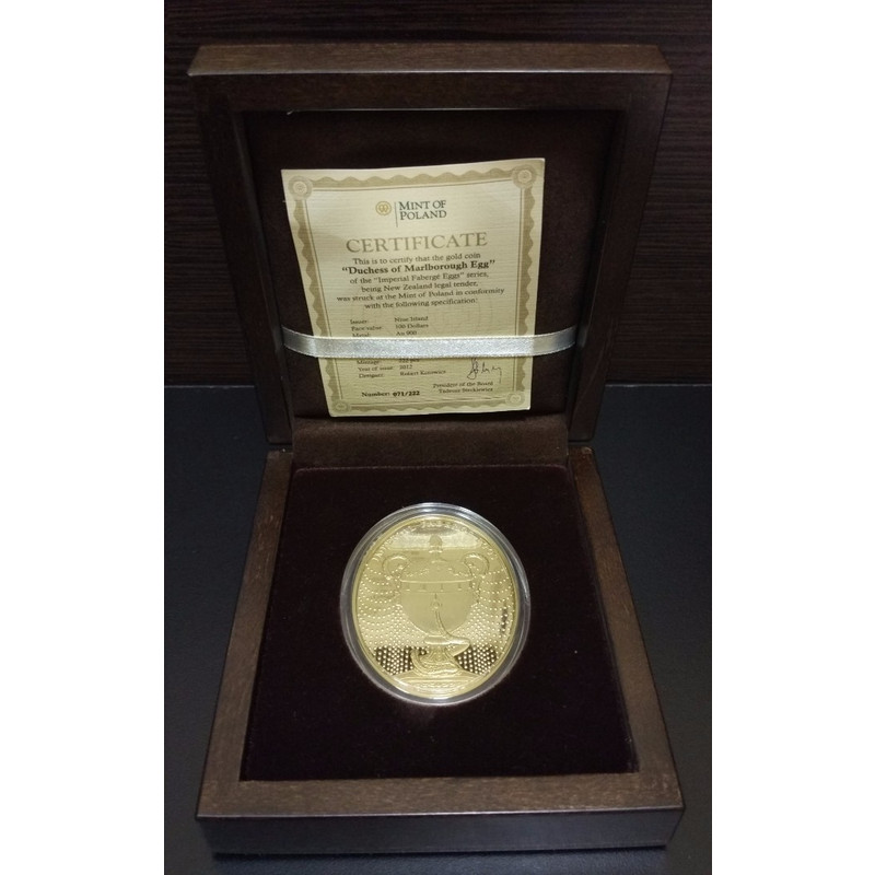 Золотая монета Ниуэ "Яйцо Фаберже - Герцогиня Мальборо" 2012 г., 93,3 г чистого золота (Проба 0,900)