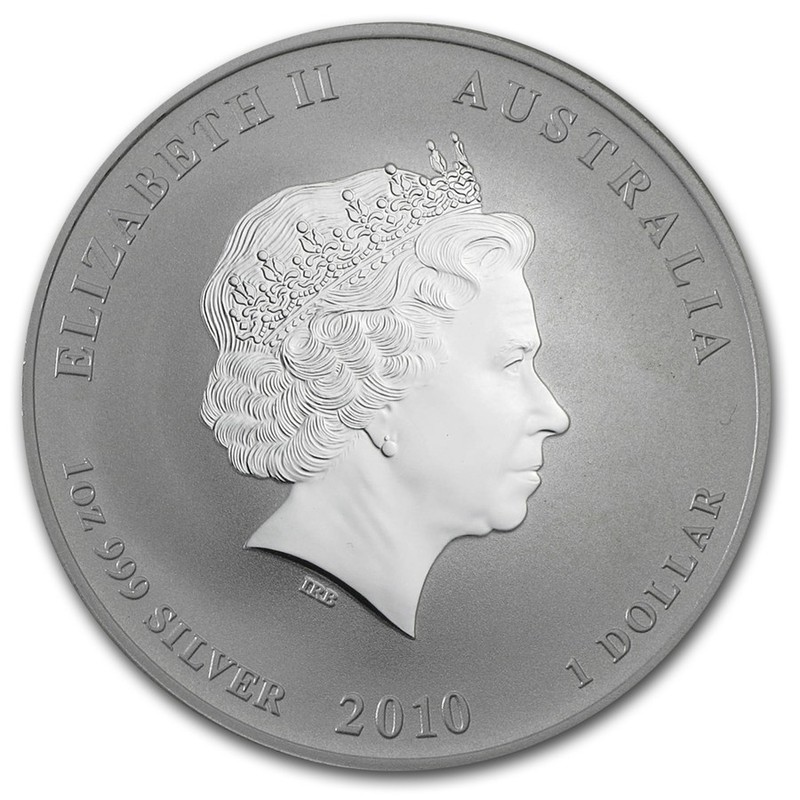 Серебряная монета Австралии «Год Тигра» 2010 г.в., 31.1 г чистого серебра (проба 0.999)