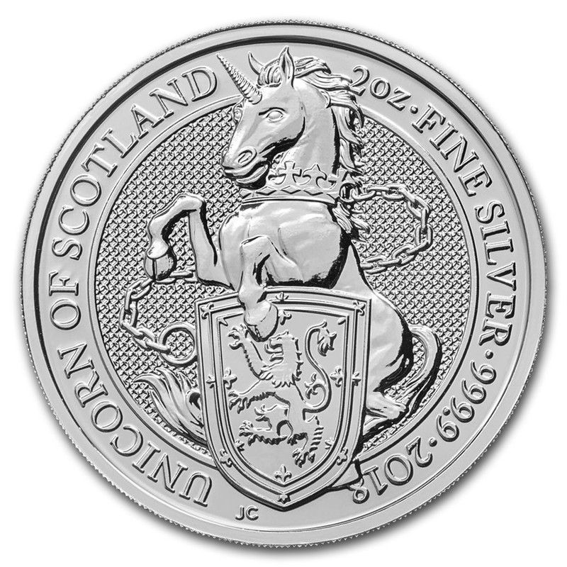 Серебряная монета Великобритании «Единорог» 2018 г.в., 62.2 г чистого серебра (проба 0.9999)