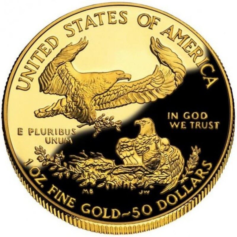 Золотая монета США "Американский Орел"  (пруф), 31.1 гр чистого золота (проба 0,9167)