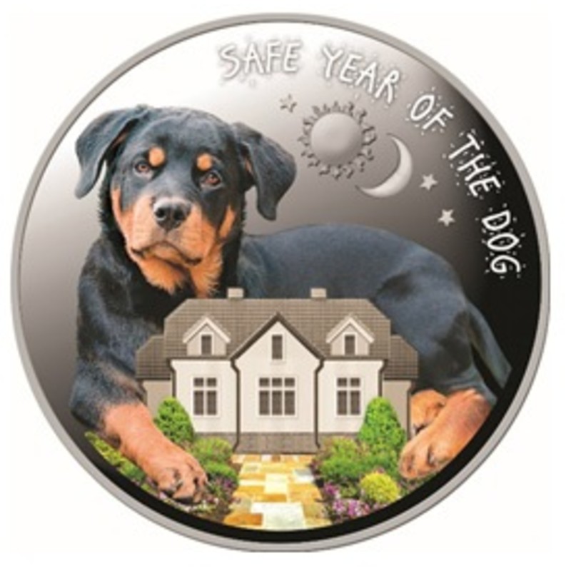 Серебряная монета Македонии "Год Собаки" 2018 год, 26,16 г чистого серебра (Проба 0,925)