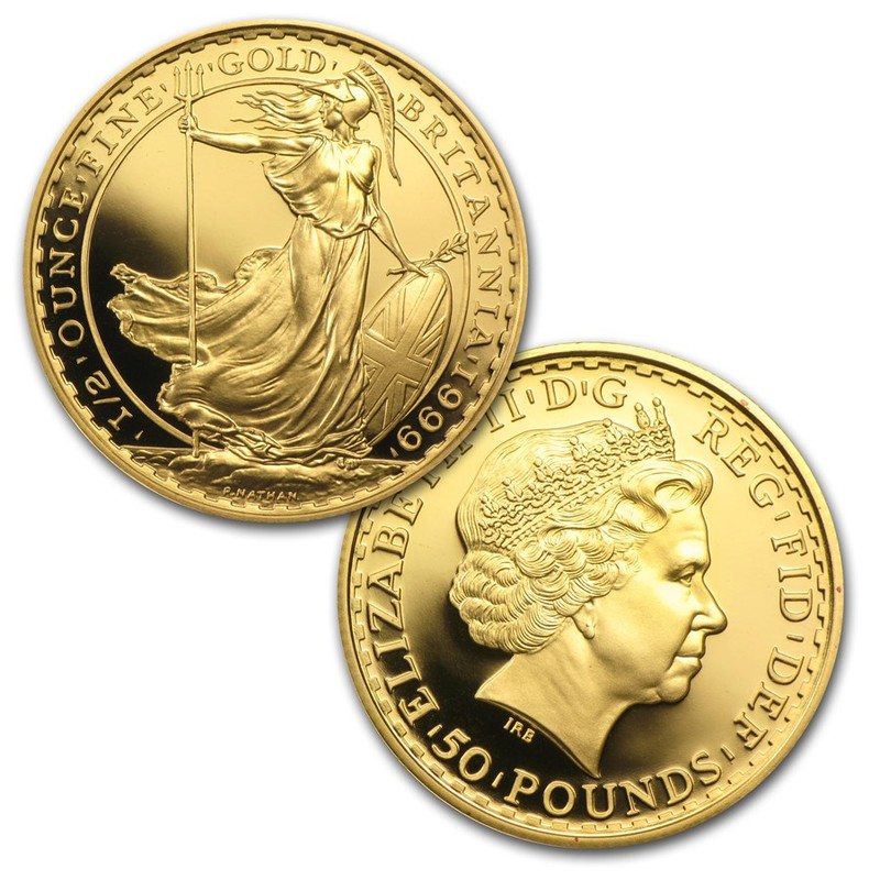 Набор золотых монет Великобритании «Британия» 1999 г.в., 57.5 г чистого золота (проба 0.917)