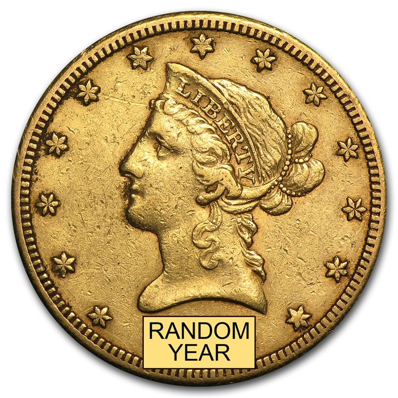 Золотая монета США «Голова Свободы. 10 долларов» , 15,05 г чистого золота (проба 0.900)