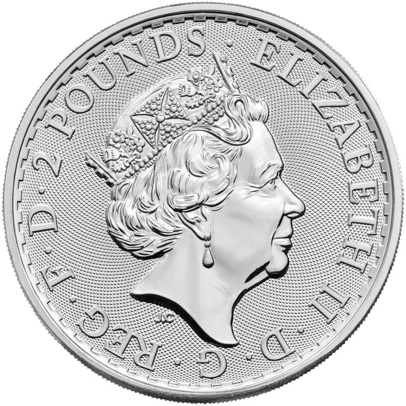 Серебряная инвестиционная монета Британия,  31.1 г чистого серебра (Проба 0,999)
