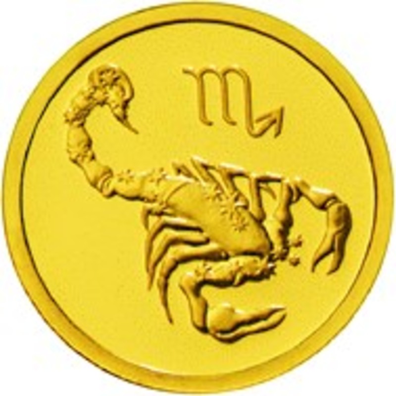 Золотая монета России «Знаки Зодиака - Скорпион» 2002 г.в., 3.11 г чистого золота (проба 0.999)