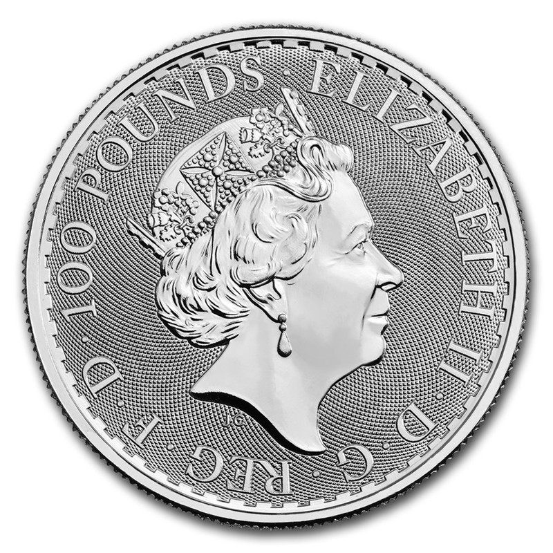 Платиновая монета Великобритании "Британия", 31.1 г чистой платины (Проба 0.9995)