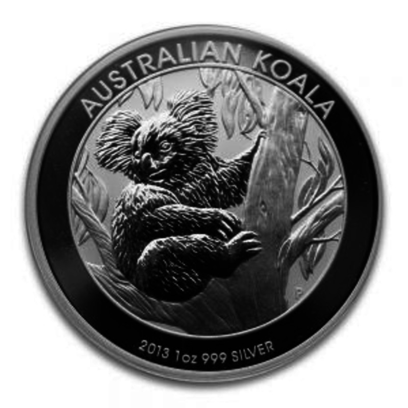 Серебряная монета Австралии "Коала" 2013 г.в., 31.1 г чистого серебра (Проба 0,999)