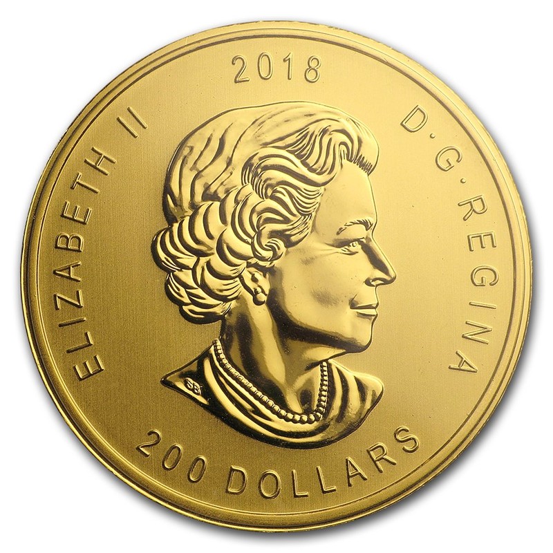 Золотая монета Канады «Золотой Орел» 2018 г.в., 31.1 г чистого золота (проба 0.99999)