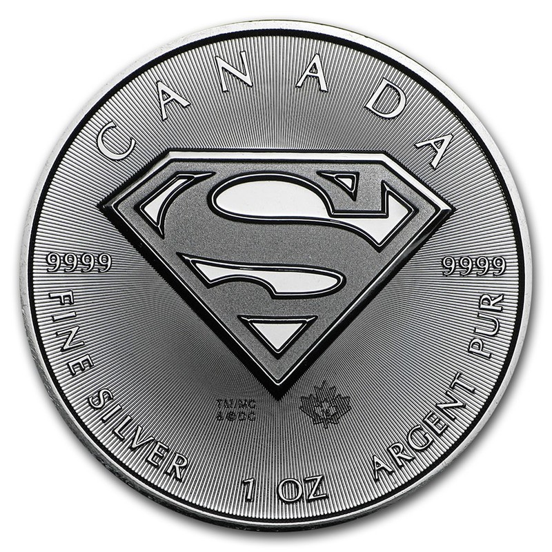 Серебряная монета Канады "Знак Супермена", 2016 г.в., 31,1 г чистого серебра (Проба 0,9999)
