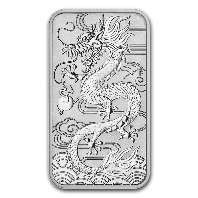 Серебряная монета Австралии "Китайский дракон" 2018 г., 31,1 г чистого серебра (Проба 0,9999)
