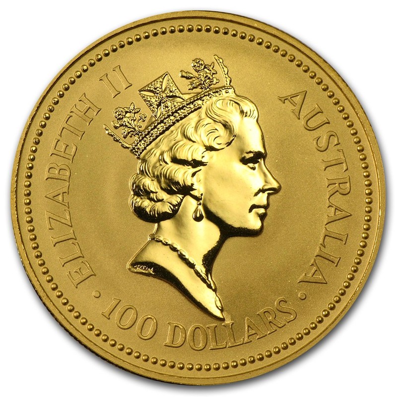 Золотая монета Австралии «Наггет» 1988-1989 г.в., 31.1 г чистого золота (проба 0.9999)