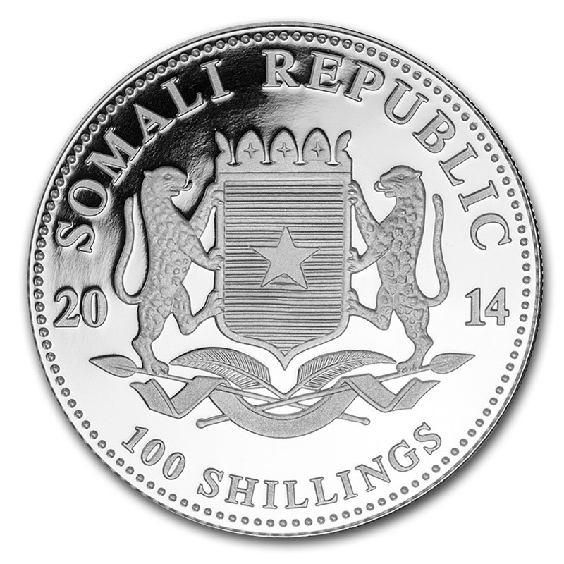 Серебряная монета Сомали "Слон", 2014 г.в., 31,1 г чистого серебра (проба 0,999)7