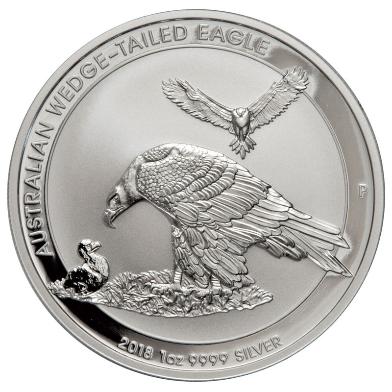 Серебряная монета Австралии «Клинохвостый орел» 2018 г.в., 31.1 г чистого серебра (проба 0.9999)