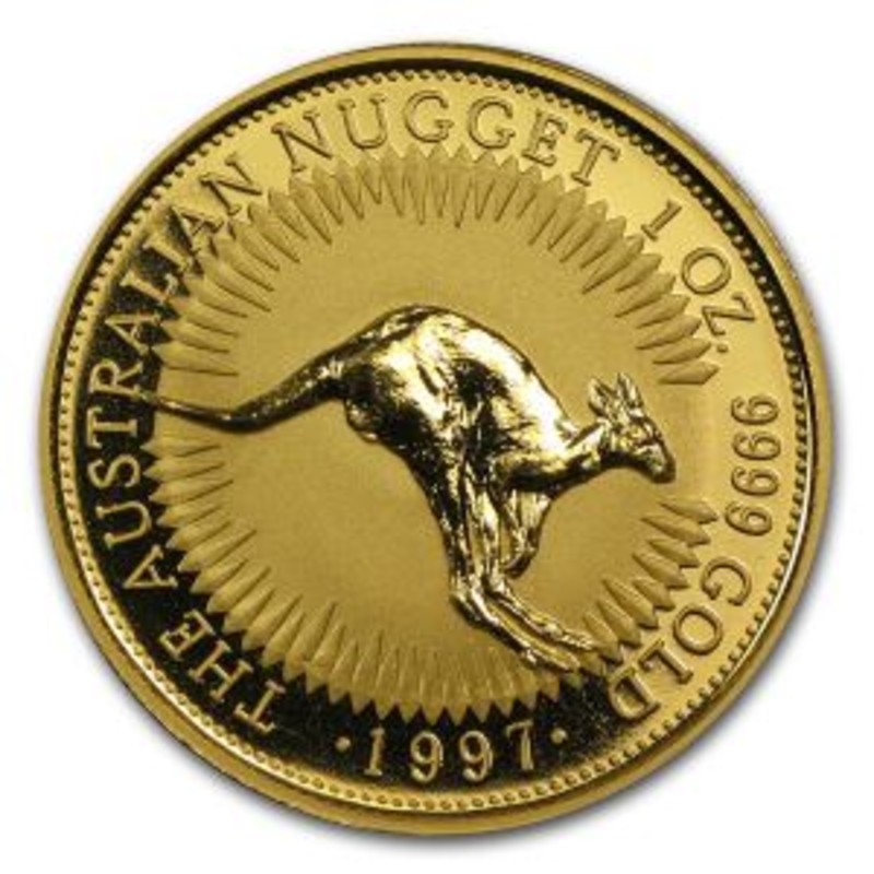 Золотая инвестиционная монета Австралии "Кенгуру" 1997 г.в., 31,1 г чистого золота (проба 0,9999)