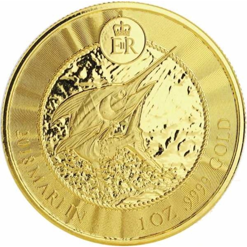 Золотая монета Каймановых островов «Марлин» 2018 г.в., 31.1 г чистого золота (проба 0.9999)