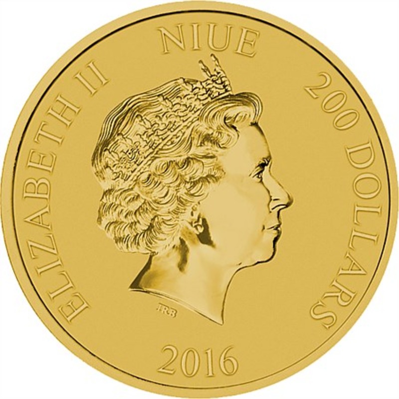 Золотая монета Ниуэ «Год Обезьяны» 2016 г.в., 31.1 г чистого золота (проба 0.9999)
