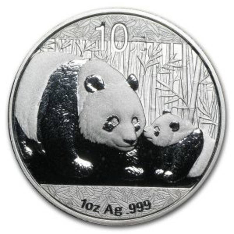 Серебряная инвестиционная монета китайская Панда 1 унция 2011 г.в.