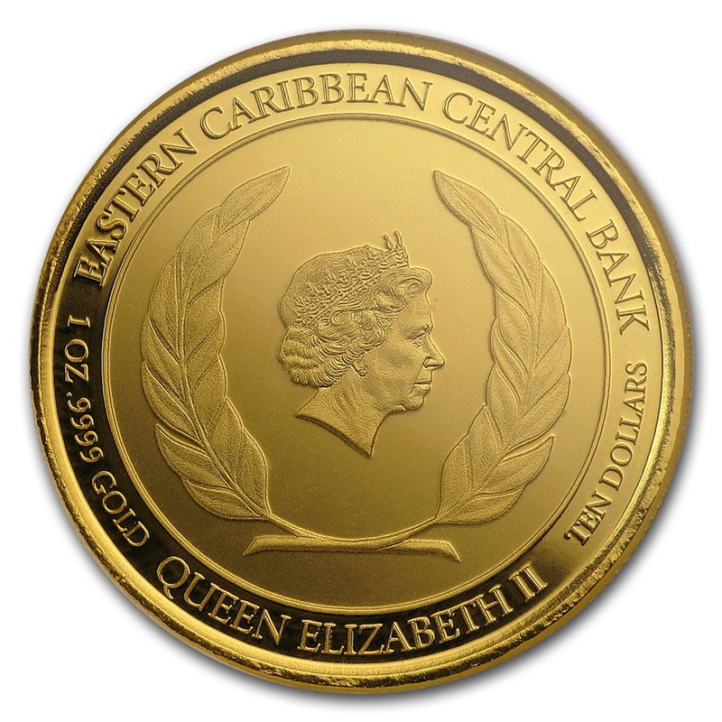 Золотая монета Антигуа и Барбуды «Торговля ромом» 2018 г.в., 31.1 г чистого золота (проба 0.9999)
