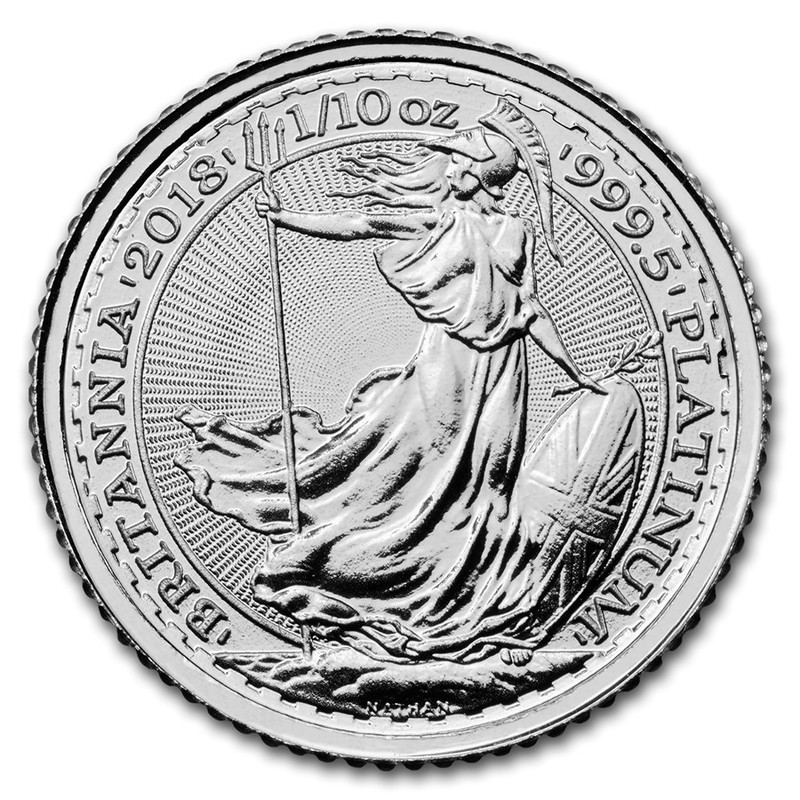 Платиновая монета Великобритании "Британия" 2018 г., 3,11 г чистой платины (Проба 0,9995)